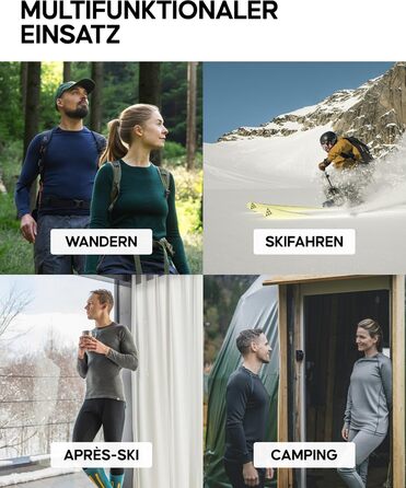 Термобілизна DANISH ENDURANCE з мериносової вовни для чоловіків, преміальна лижна білизна, комплект функціональної білизни, тепла та дихаюча, чоловіча мериносова білизна 3XL чорного кольору