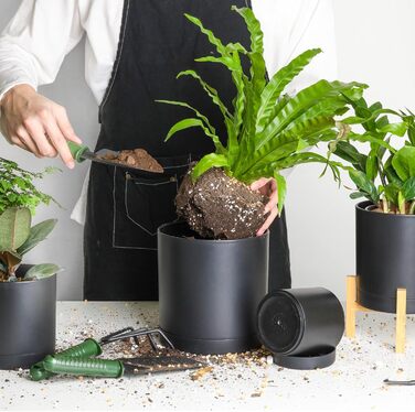 Пластиковий горщик для квітів з декількома дренажними отворами, набір з 4 кашпо для трав з блюдцем, кругле кашпо для кімнатних і б