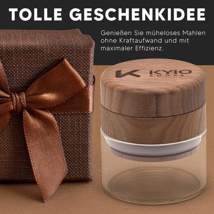 Подрібнювач натурального дерева Велика, високоякісна дробарка з 3 частин з магнітною кришкою (горіх)