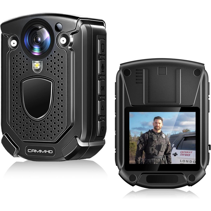 Годин відеозапису, IP68 Водонепроникність, H.265 Video Code, Night Vision Bodycam, Натільна камера, що можна носити, з 2 кліпсами, що обертаються на 360 (з 64 ГБ TF-картою), 1 HD 3840 * 2160P Body Cam, 10-12