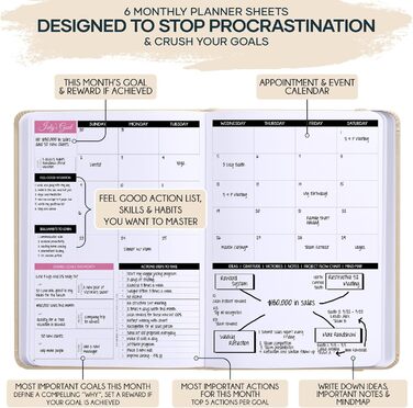 Щоденник прояву - 90-денна подорож до створення життя вашої мрії - особистий щоденник вдячності, щотижневий планувальник успіху, дошка візій та органайзер + наліпки для планувальника, без дати