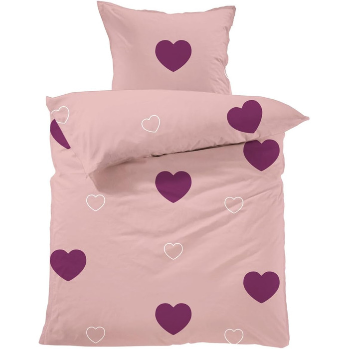 Комплект дитячої постільної білизни Lavea - Emilia 100 x 135см 40 x 60см. Дизайн Сердечка - Колір Рожево-бордо 100 бавовна. Висока