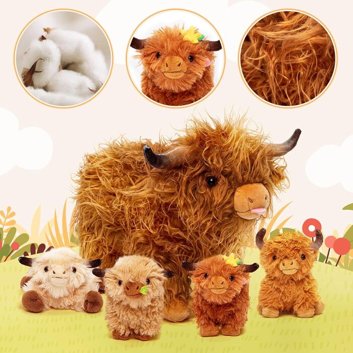 Набір плюшевих іграшок OUOZZZ, гірська корова з телятами, 5 шт