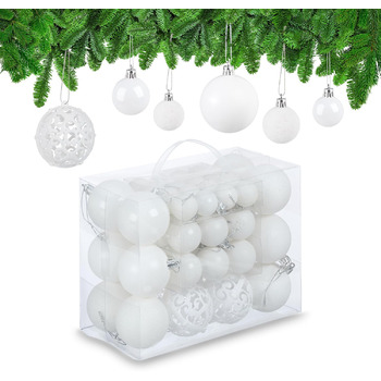 Різдвяні кульки набір з 50 шт білі Relaxdays