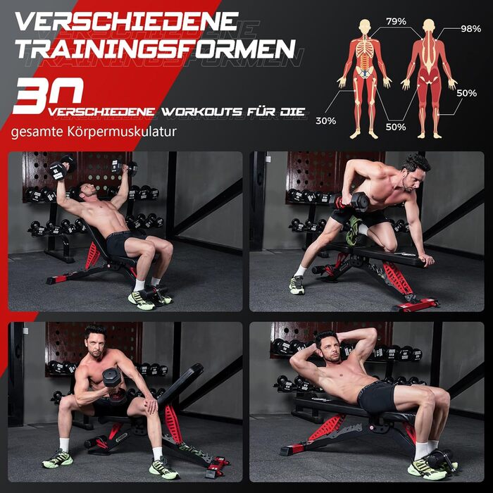 Лава для силових тренувань Pooboo, регульована лава для домашніх тренувань, вантажопідйомність 1500 фунтів, міцна лава для силових тренувань, положення горизонтальне/похиле/опущення для тренування всього тіла