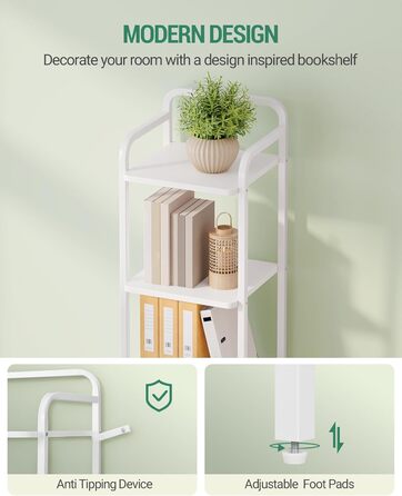 Полиця Hzuaneri, книжкова шафа, стояча полиця, вузька полиця з 6 полицями, вузька офісна полиця, кутова полиця для офісу, вітальні, спальні, кухні, 30 x 33 x 166 см, білий BC24613W 30 x 33 x 166 см білий