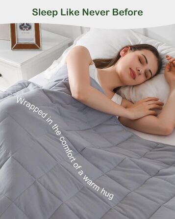 Обтяжена ковдра Sivio для дорослих 6 кг, дихаюча обтяжена ковдра, м&39який матеріал зі скляними намистинами для всіх сезонів, диван-ліжко, 135 x 200 см, сірий 135 x 200 см-6 кг сірий