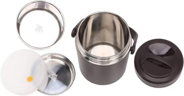 Ізольований харчовий контейнер з нержавіючої сталі, великої місткості, герметичний вакуумний контейнер для ділових поїздок, пікніків, 2 л, темно-сірий