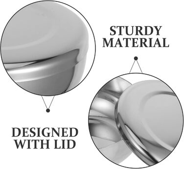 Миски з нержавіючої сталі Toyvian з кришками, набір із 3 глибоких мисок для рису та супу, маленькі металеві миски з подвійними стінками, ізольовані миски для рису для салату, закусок та зберігання.