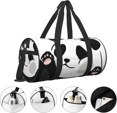 Дорожня сумка-циліндр з кумедним малюнком панди, спортивна сумка для чоловіків та жінок, сумка для подорожей, спортивний баул