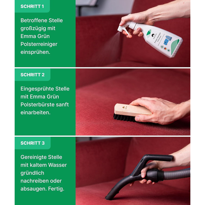 Засіб для чищення оббивки для диванів, диванів та автосидінь 500 мл включаючи щітку для оббивки - Sustainable & Anti Odor - Засіб