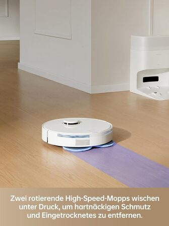 Робот-пилосос з автоматичним вивантаженням пилу, збирає пил до 90 днів, потужність всмоктування 7 000 Па, система миття DuoScrub,