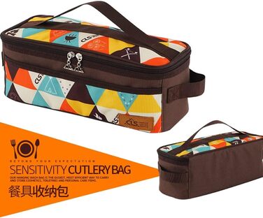 Сумка для столових приборів, сумка для зберігання столових приборів на вулиці, палички для їжі, ложка, сумка для посуду, органайзер для столових приборів для кемпінгу, ручка для перенесення, барвиста