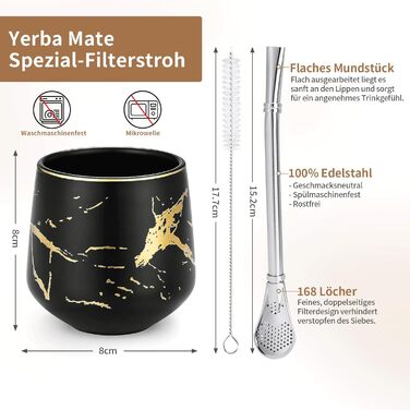 Кружка TELANKS Modern Mate 200 мл, керамічна кружка Yerba Mate, мармурова чашка для чаю Yerba Mate, чайний набір Yerba Mate Mate B