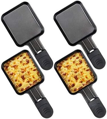 Сковороди для раклету HengBO для аксесуарів для гриля для раклету, сковороди для раклету з антипригарним покриттям, 4 шт. и 4 квадратних сковороди для раклету