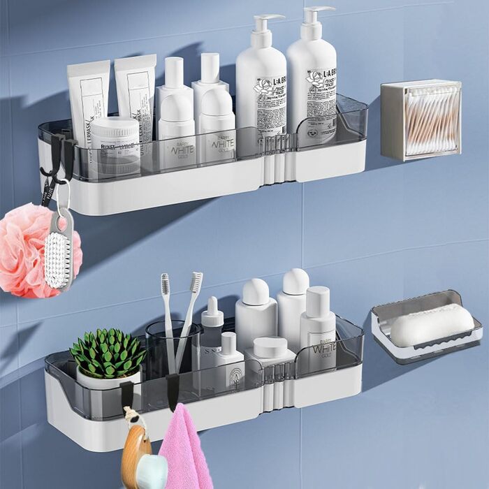 Полиця для ванної кімнати DEPAOTLUX 2 шт. , полиці для ванної кімнати без свердління, клейка полиця для душу, настінні душові коши