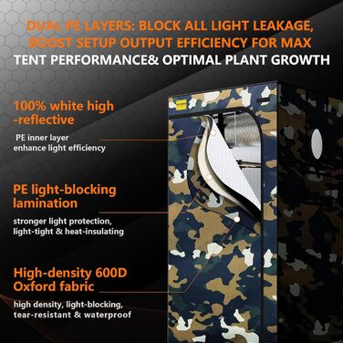 Гроубокс 100x100x200 см, тканина Oxford 600D з відбиваючим поліестеровим покриттям, сталевий каркас 19 мм, оглядове вікно, вентиляційні отвори, знімний піддон. Намет для гідропоніки та домашнього вирощування рослин 100 x 100 x 200 см.