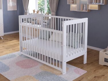 Дитяче ліжечко/спальне місце Love For Sleep 120x60 см із захисним бар&39єром, трансформоване, біле дитяче ліжко NOVA, дерев&39яне дитяче ліжко - Дитяче ліжко, дитяче ліжко, росте разом з вашою дитиною, ліжечко