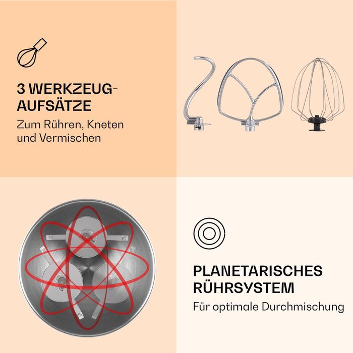 Кухонний комбайн Klarstein, універсальні кухонні комбайни, кухонні комбайни 3-в-1, міксери та блендери, тістомомашина з м'ясорубкою, кухонний комбайн, тістомісильна машина потужністю 2000 Вт 10 л чаша червона