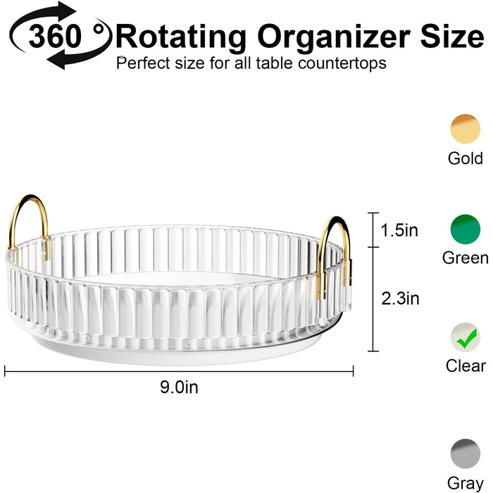 Органайзер для косметики MOACC, обертовий на 360, органайзери для макіяжу для туалетного столика, система зберігання засобів догляду за шкірою, 1 шар, прозорий