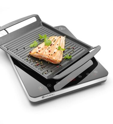 Індукційна плита HENDI, модель 2000, варильна поверхня, керамічна скляна поверхня, сенсорне управління, для сковорідок з діаметром дна до ø260мм, 230В, 2000Вт, 296x370(В)46мм, нержавіюча сталь 2000 Вт