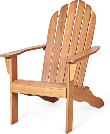 Садове крісло з масиву дерева, шезлонг Relax Chair з широким підлокітником і високою спинкою, садові меблі Садове крісло вантажопідйомністю 160 кг (натуральне)