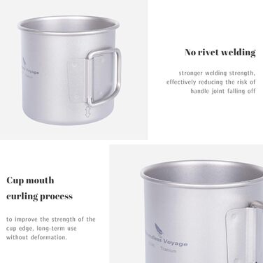 Титанова кружка Boundless Voyage, кемпінгова кружка, посуд для кемпінгу з відкритим вогнем, 120 мл та 180 мл, набір чашок для чаю, вина, кави, пива та пивної кружки без кришки Ti3053D