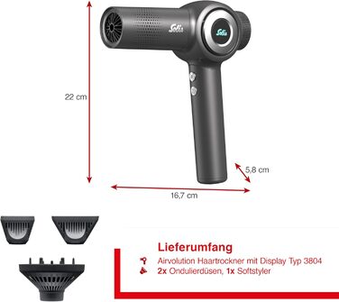 Фен для волосся (Модель 3804) Легкий, з іонізацією, 1600 Вт, 4 режими швидкості, LED-дисплей, програма захисту від посічених кінчиків, дифузор та насадки Професійне укладання волосся, як у салоні краси
