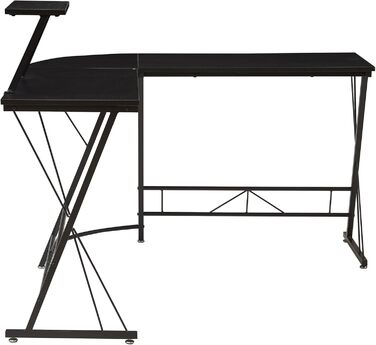 Подібний кутовий стіл Yremso, 122 x 122 x 98 см, комп&39ютерний стіл, офісний стіл з піднятою полицею, робочий стіл, металевий каркас, чорний