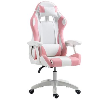 Ігрове крісло, рожеве, регульована спинка, ергономічне ігрове крісло, зручне комп&39ютерне крісло, підлокітники з відкидним підйомом, підголівник, офісне крісло (без, нековзні поручні)