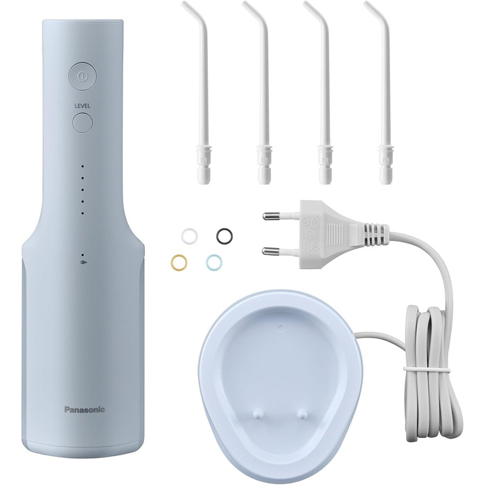 Портативний іригатор для ротової порожнини EW-DJ27-A303, бездротовий душ для рота, резервуар 200 мл, захист IPX7, 4 стандартні насадки, 5 рівнів тиску води, дорожній набір, крижано-блакитний колір, 300