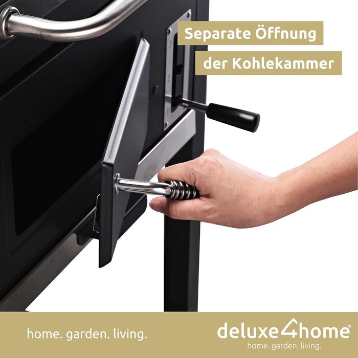 Візок для барбекю XXL мангал для вугілля з кришкою I Висувний мангал з бічною полицею I вкл. рукавичку для барбекю I Висувна підст