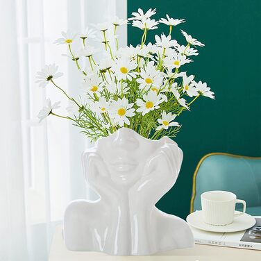 Ваза для обличчя, Декор столу з вазою для квітів, Керамічна ваза для тіла Ідеальна полиця жіночої форми, Сучасний фермерський стіл