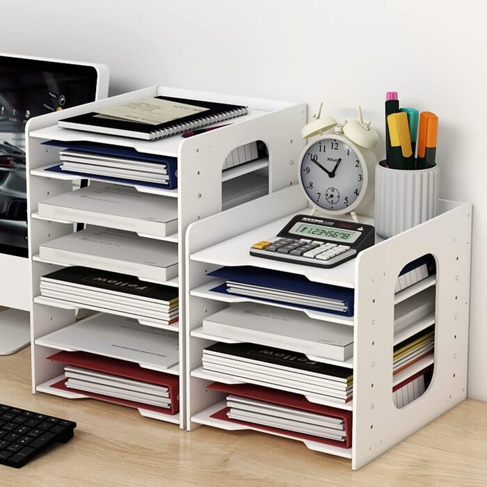 Портативний лоток для документів формату A4, лоток для листів, лотки для документів, настільний органайзер для файлів з ПВХ, лоток для паперу, система зберігання файлів, тримач для документів для офісу, навчання, школи (5 рівнів)