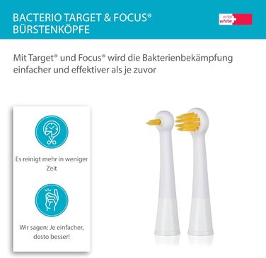 Насадки для щітки edel white Bacterio Target & Focus для електричної зубної щітки I Насадка для зубної щітки x 2 I Підходить для всіх зубних щіток edel white Sonic Toothbrushs