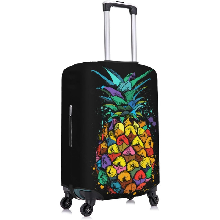 Чохол для валізи Яскравий ананас, міцний захист для багажу, підходить для валіз розміром 45.7-81.3 см, розмір XL, чорний, екстра-великий