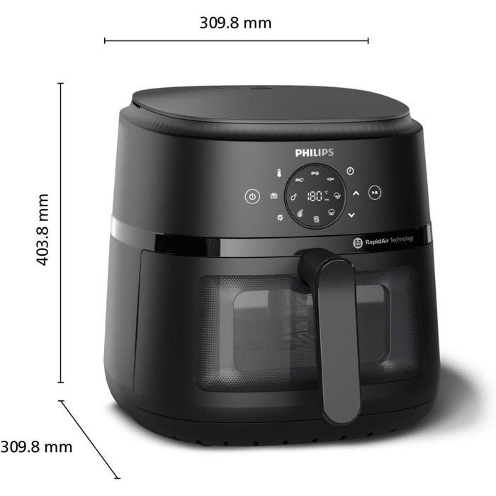 Аерофритюрниця Philips Airfryer серії 2000, чорна, 6.2 л, одна чаша, Gen 2