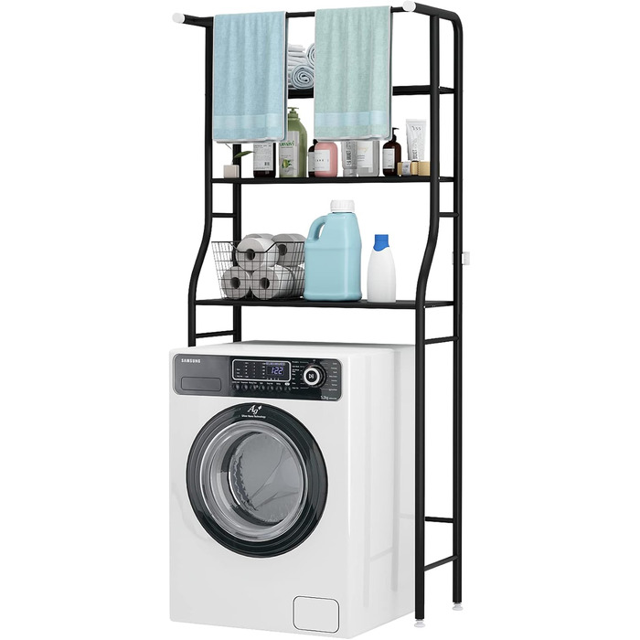 Для економії місця у ванній кімнаті, над полицею для пральної машини, органайзер для зберігання на кутовій підставці для ванної кі