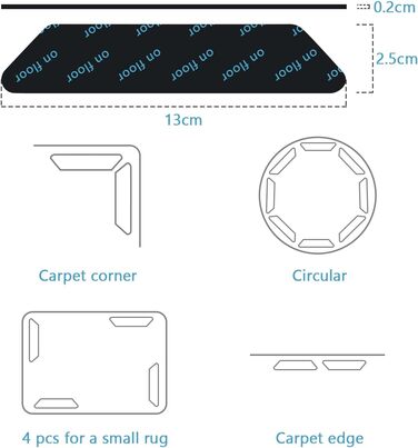 Килимок протиковзкий для килима Vicloon, 30 шт. Килимок протиковзкий для килима, що миється, кутова протиковзка накладка для килим