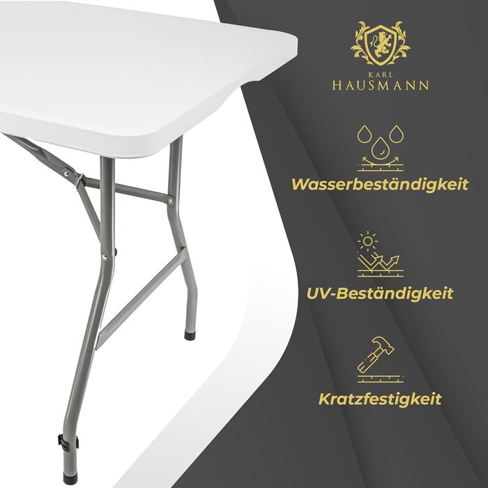 Складаний кемпінговий стіл - 180x70x74 см - Складаний кемпінговий стіл - Складаний стіл з ручкою для перенесення - Складаний стіл - Кемпінгові столи - Стіл для вечірок/пікніка - Для приміщень та вулиці - Білий 180 x 70 x 74 см