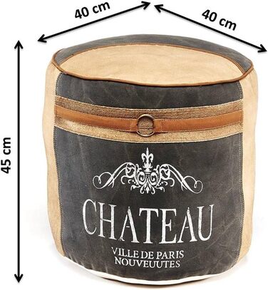 Круглий пуф/табурет Kobolo - Chateau - з полотна - з аплікаціями