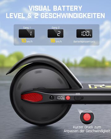 Електричний самокат FanttikRide C9 для дітей 8-12 років, 2 швидкості 10/16 км/год, запас ходу 8 км, регульована висота, складаний, дитячий електросамокат, чорний