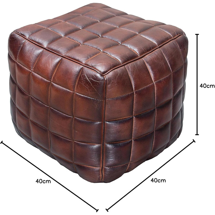 Дизайн інтер&39єру invicta, натуральна шкіряна табуретка, коричневе сидіння, табуретка для ніг, шкіряне сидіння, куб, шкіряний табурет, приставний столик для вітальні