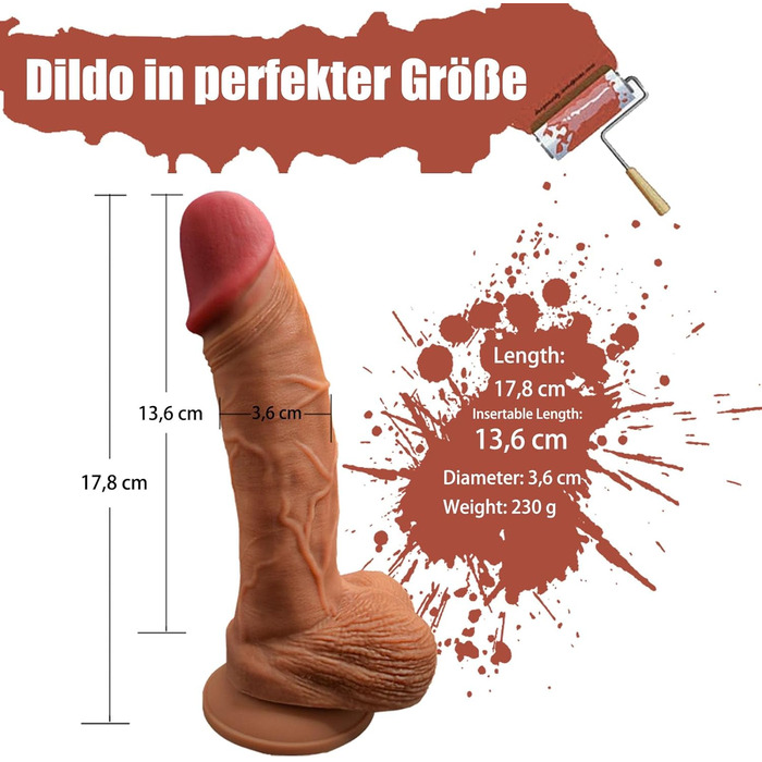 Реалістичний силіконовий фалоімітатор DynaVigor, 17,8 см з присоскою