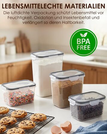 Герметичні контейнери для зберігання з кришками, 24 шт. и, штабелюються, без бісфенолу А, коробки для зберігання харчових продуктів для кухні, підходять для борошна, круп та макаронних виробів