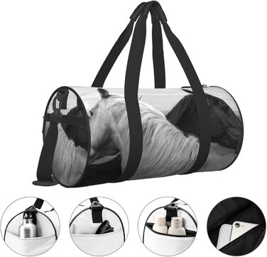 Спортивна дорожня сумка Білий кінь та Чорний кінь, унісекс, велика спортивна сумка-мішок