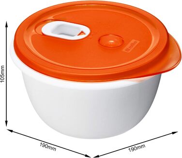 Контейнер для мікрохвильової печі Rotho Micro Clever 1.6л з кришкою та вентиляційним отвором, пластик (PP) без BPA, червоно-білий, 1.6л (19.0 x 19.0 x 10.5 см)