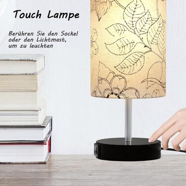 Приліжкові лампи ALANTOP Touch Dimmable, з портами USB AType-C, лляний абажур, включає лампочку, приліжковий світильник з 5-футовим кабелем Вилка для спальні Вітальня Льон-1