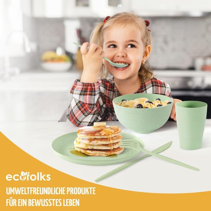 Екологічний набір посуду для кемпінгу 100 перероблений матеріал Багаторазовий, барвистий, для автодому, пікніка, активного відпочинку та дітей