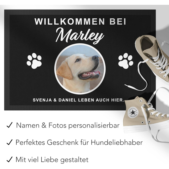 Унікальний та персоналізований килимок для собак DEL M - Подарунок на новосілля для нової оселі - Подарунок для собаки на переїзд - Килимок для вхідних дверей - Килимок для бруду для використання в приміщенні - 60x40 см (1 собака)